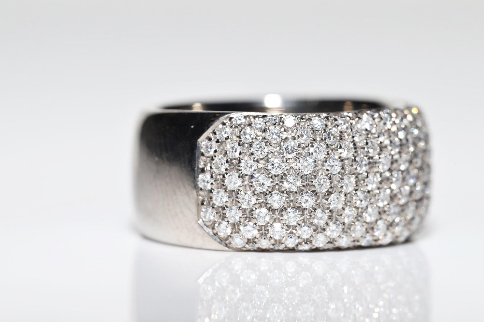 Rétro Anello forte decorato con diamanti naturali in oro 18k CIRCA 1990 in vendita