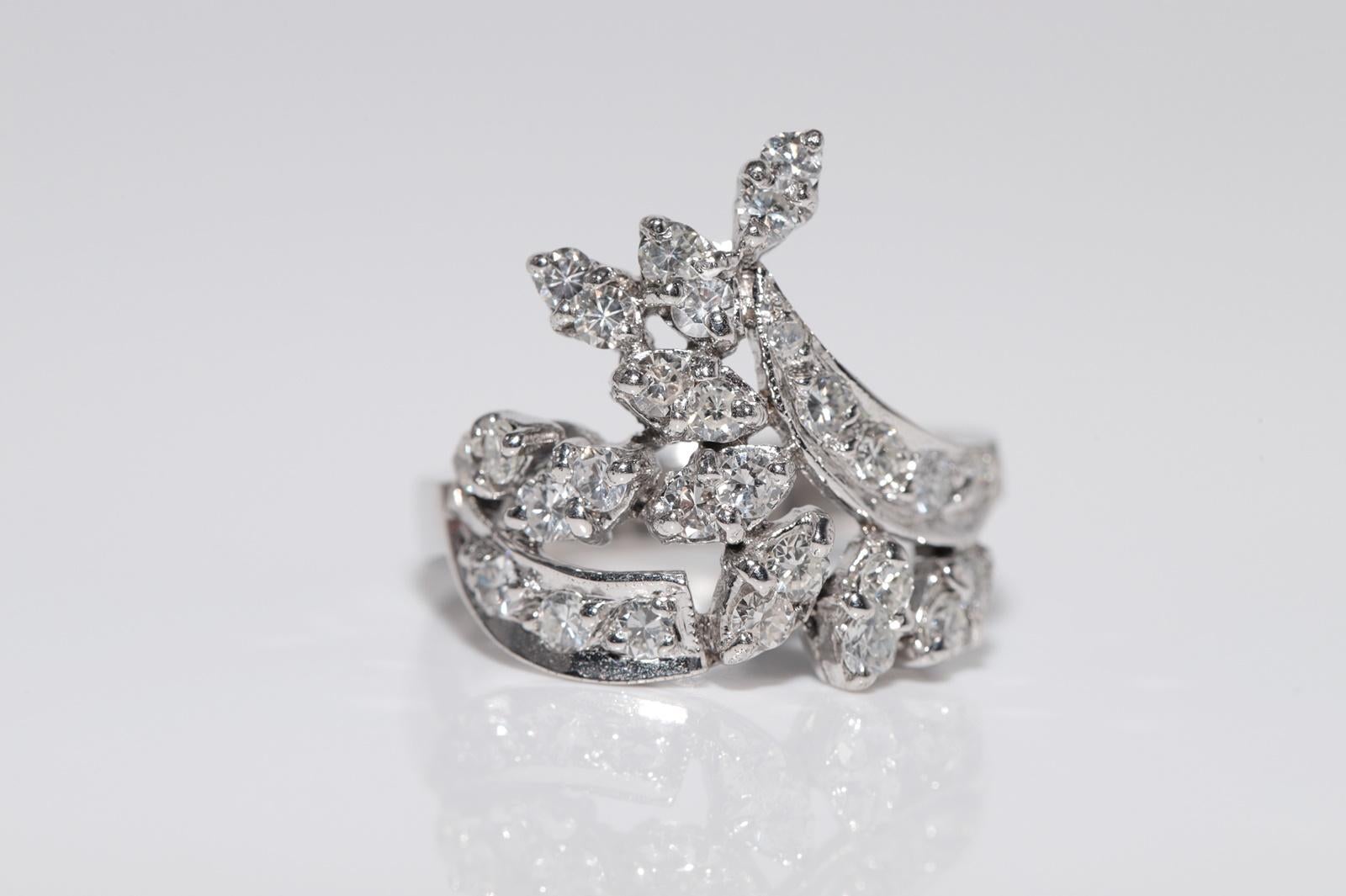 Taglio brillante Anello forte decorato con diamanti naturali in oro 18k CIRCA 1990 in vendita