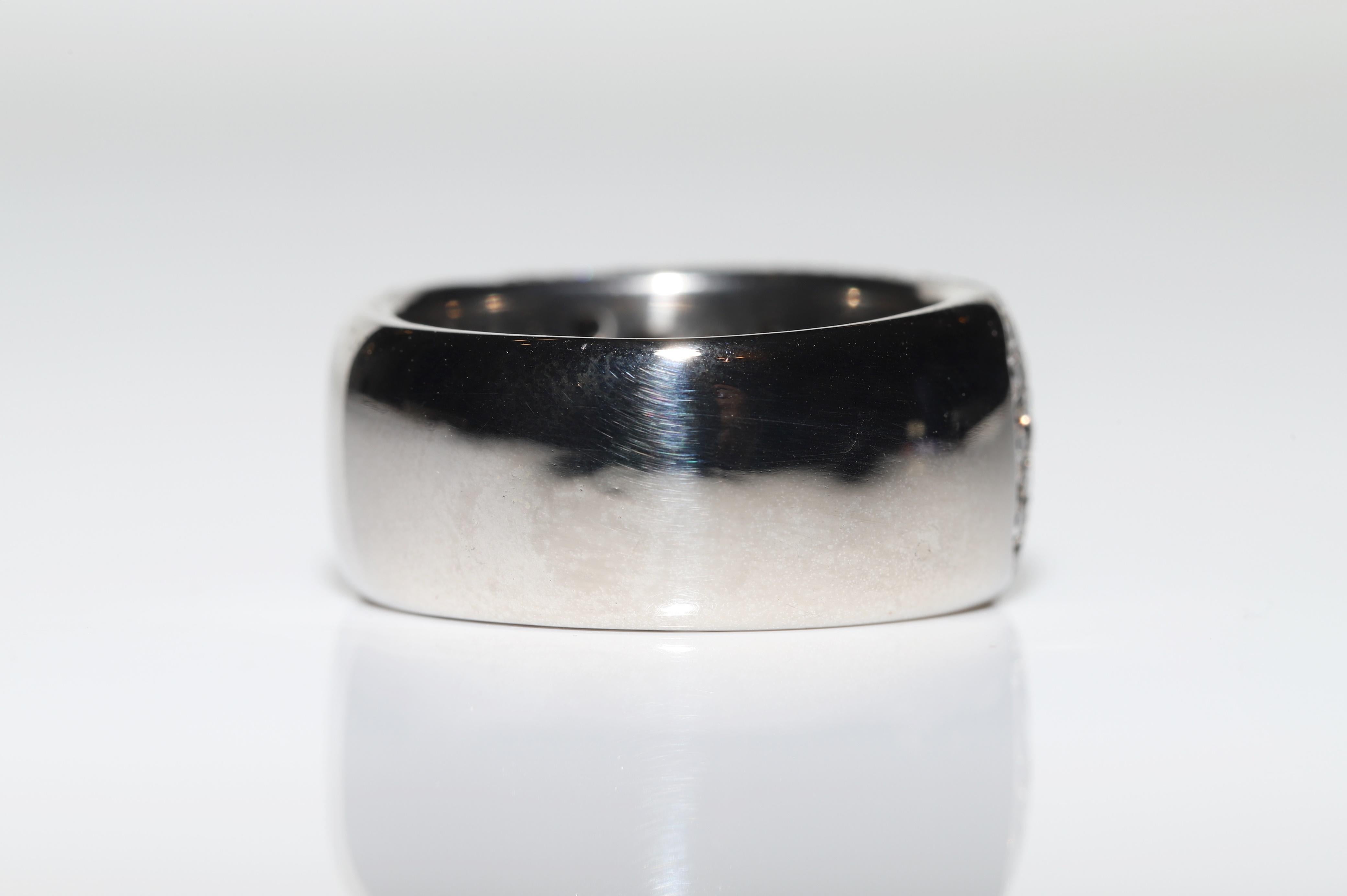 Taglio brillante Anello forte decorato con diamanti naturali in oro 18k CIRCA 1990 in vendita