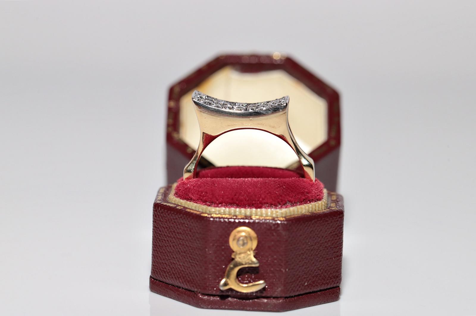 Taglio brillante Anello forte decorato con diamanti naturali in oro 18k CIRCA 1990 in vendita