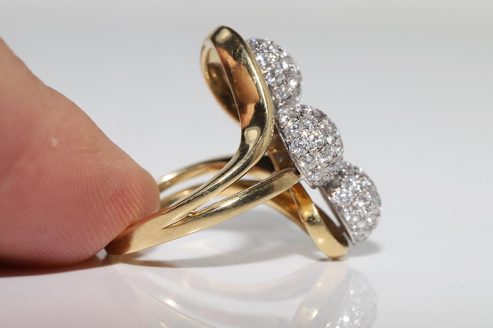 Vintage Circa 1990er Jahre 18k Gold Natürlicher Diamant Dekoriert  Starker Ring im Zustand „Gut“ in Fatih/İstanbul, 34