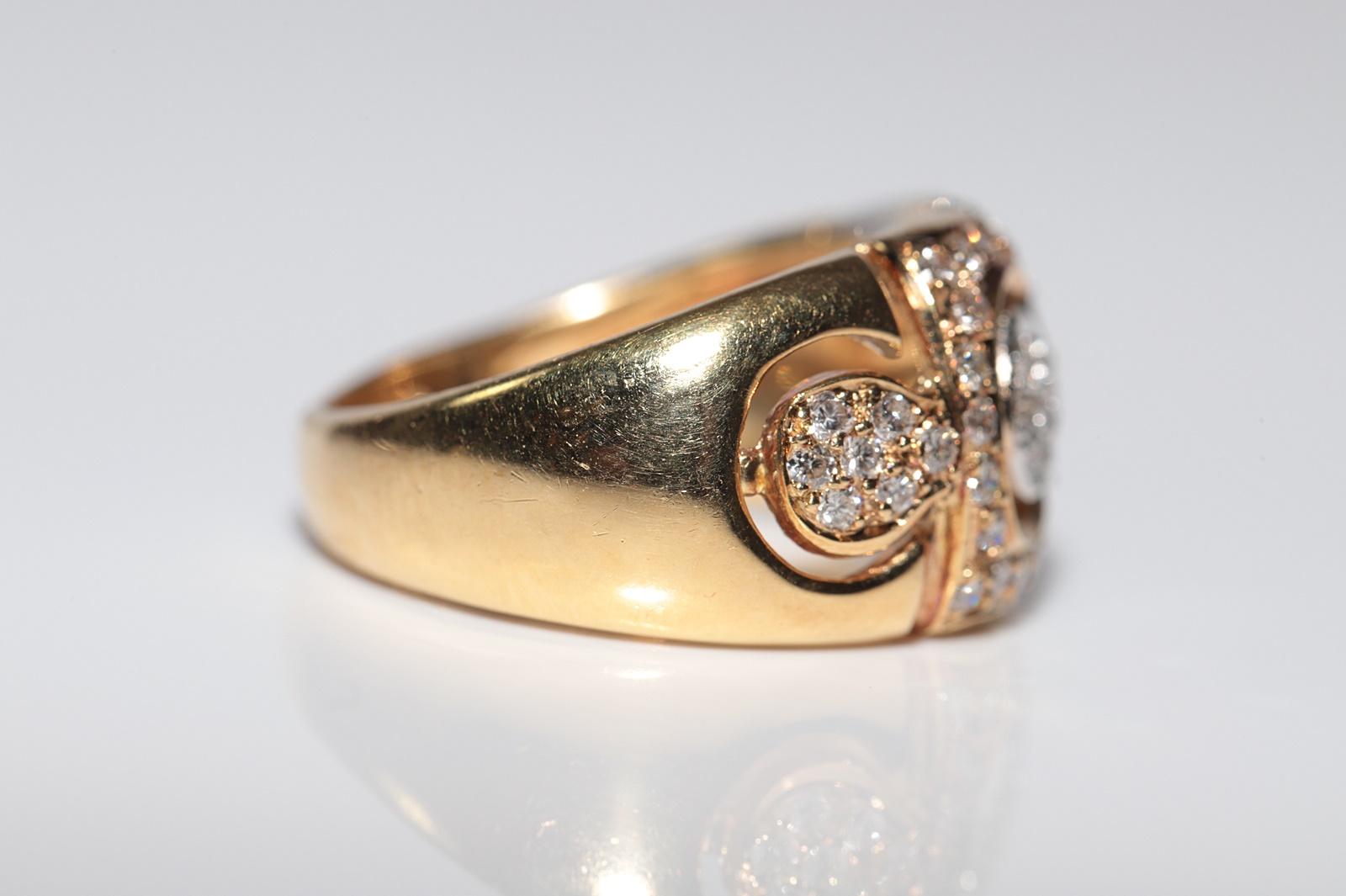 Anillo Fuerte Vintage Circa 1990s Oro 18k Decorado con Diamantes Naturales en Bueno estado para la venta en Fatih/İstanbul, 34