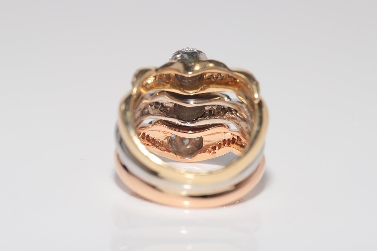 Anello forte decorato con diamanti naturali in oro 18k CIRCA 1990 In condizioni buone in vendita a Fatih/İstanbul, 34