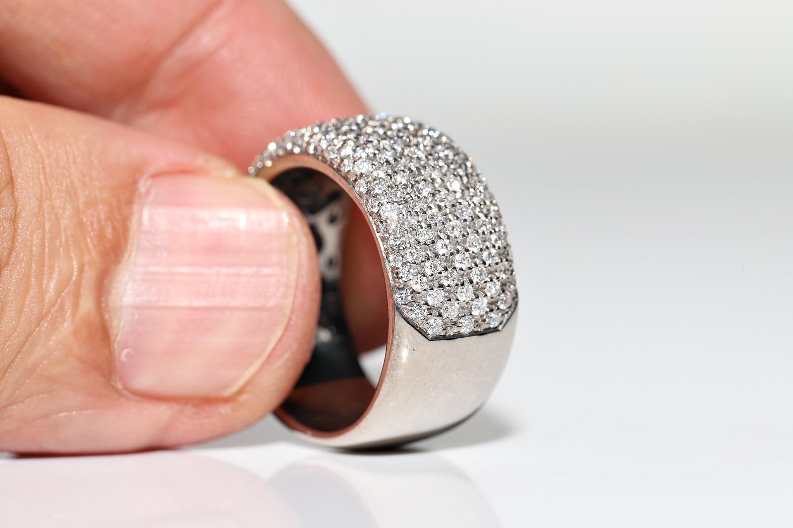 Anello forte decorato con diamanti naturali in oro 18k CIRCA 1990 In condizioni buone in vendita a Fatih/İstanbul, 34