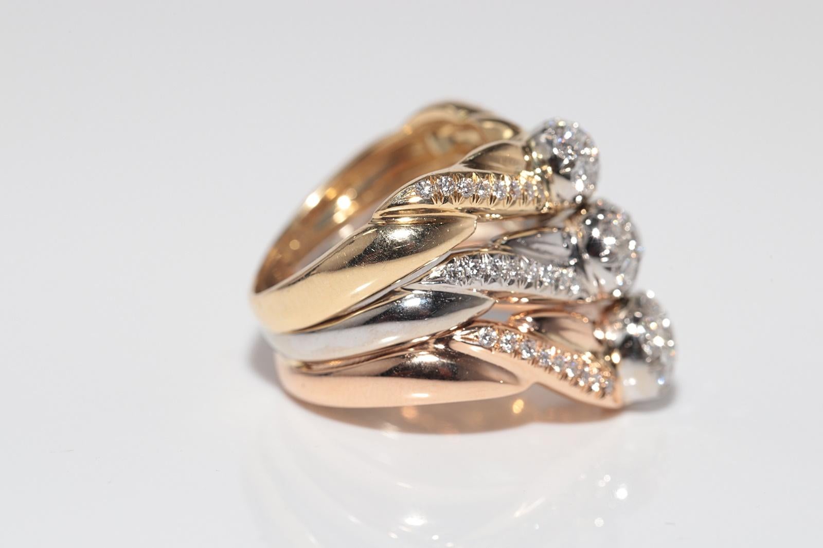 Vintage Circa 1990er Jahre 18k Gold Natürlicher Diamant Dekorierter starker Vintage-Ring Damen im Angebot