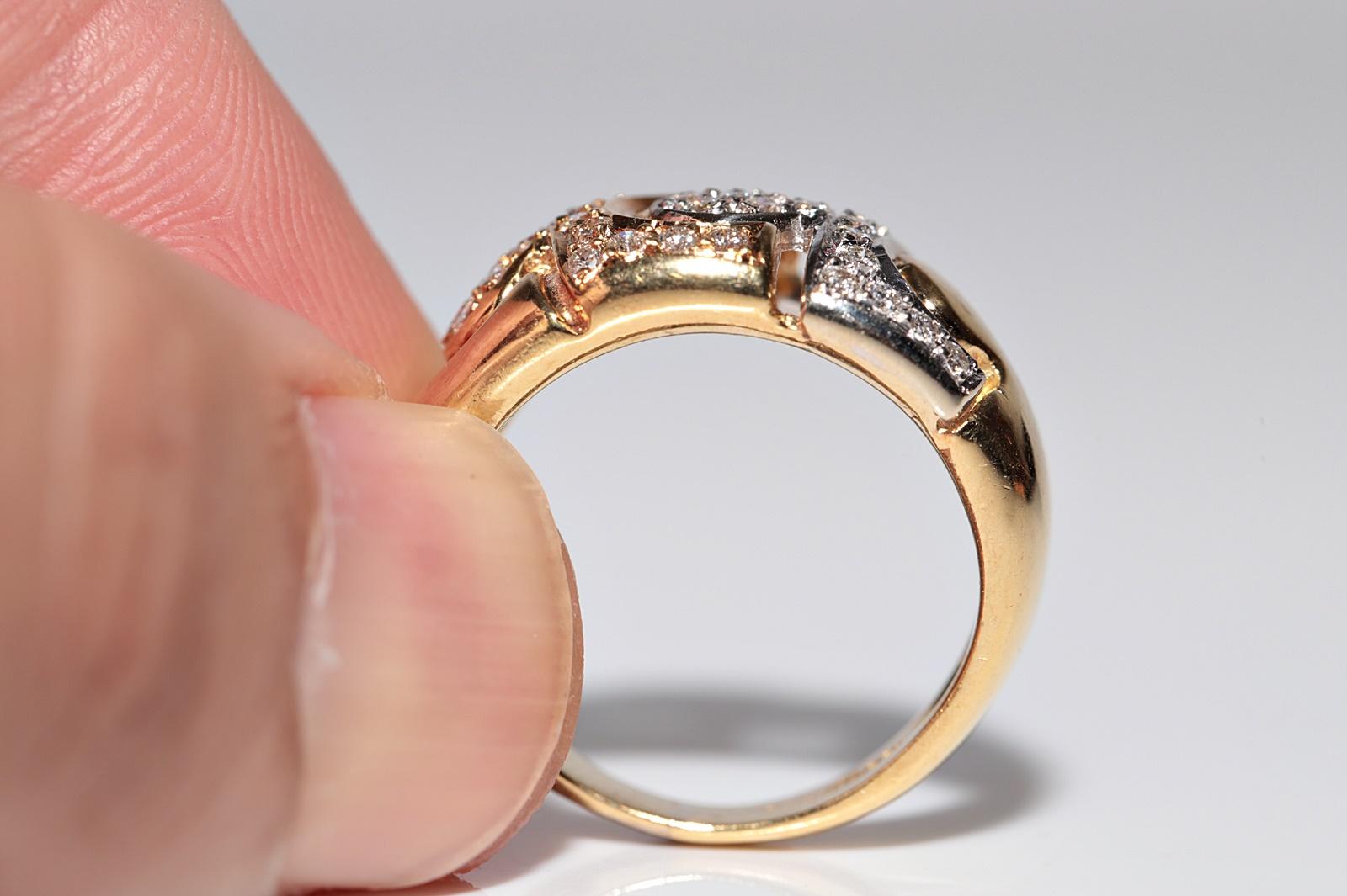 Donna Anello forte decorato con diamanti naturali in oro 18k CIRCA 1990 in vendita
