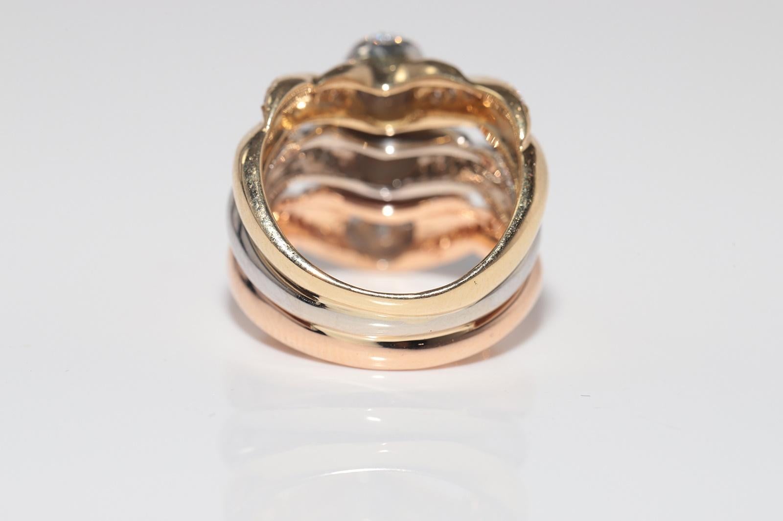 Vintage Circa 1990er Jahre 18k Gold Natürlicher Diamant Dekorierter starker Vintage-Ring im Angebot 2