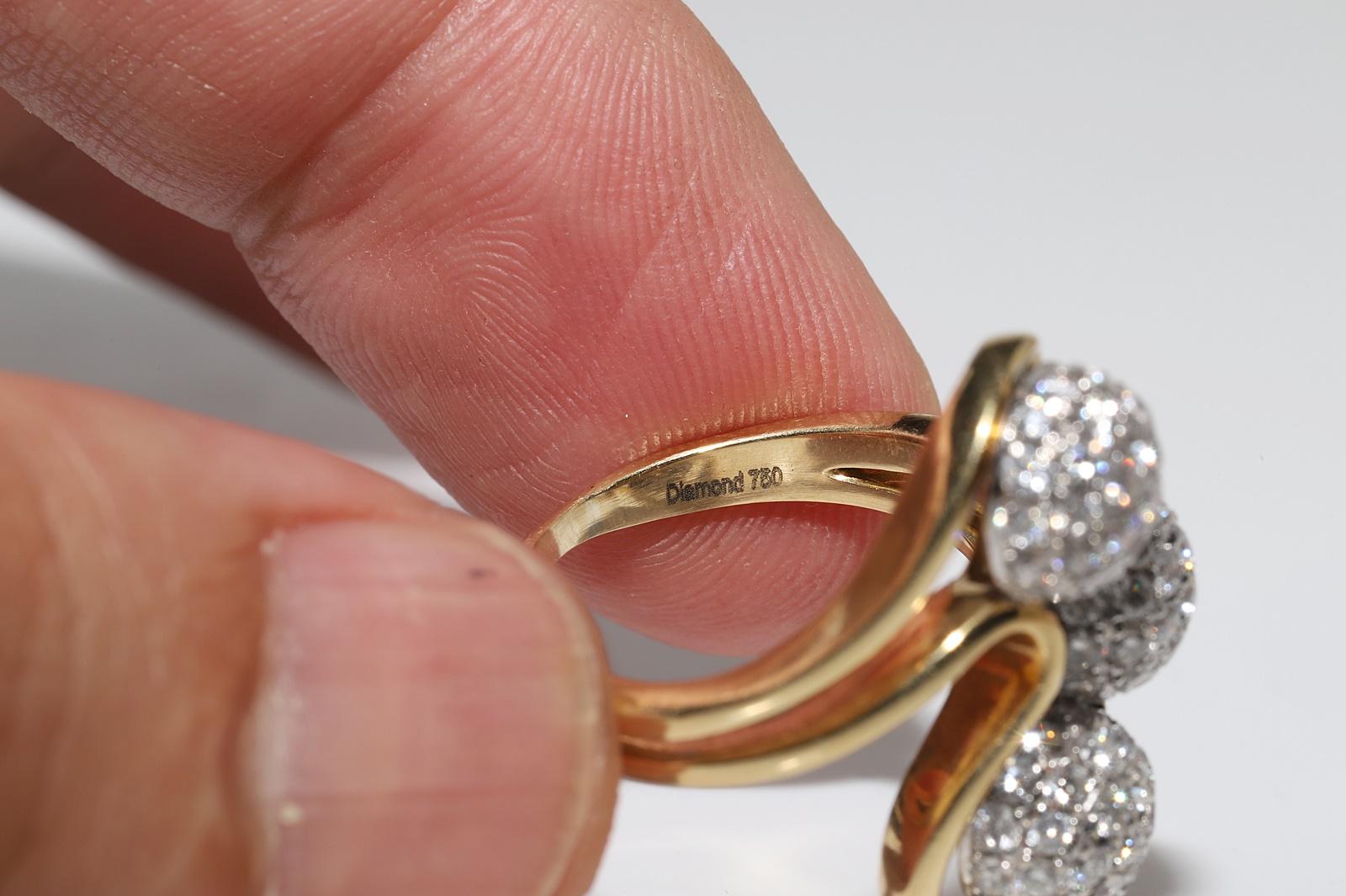 Vintage Circa 1990er Jahre 18k Gold Natürlicher Diamant Dekoriert  Starker Ring 3