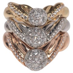 Vintage Circa 1990er Jahre 18k Gold Natürlicher Diamant Dekorierter starker Vintage-Ring