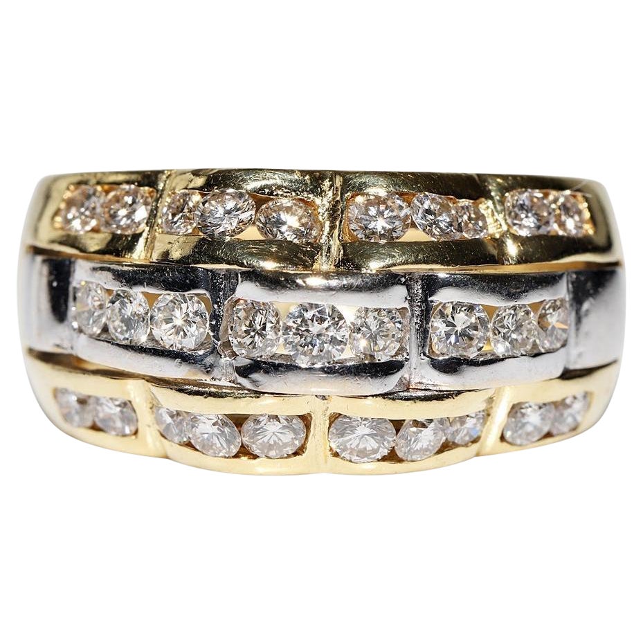 Anello forte decorato con diamanti naturali in oro 18k CIRCA 1990