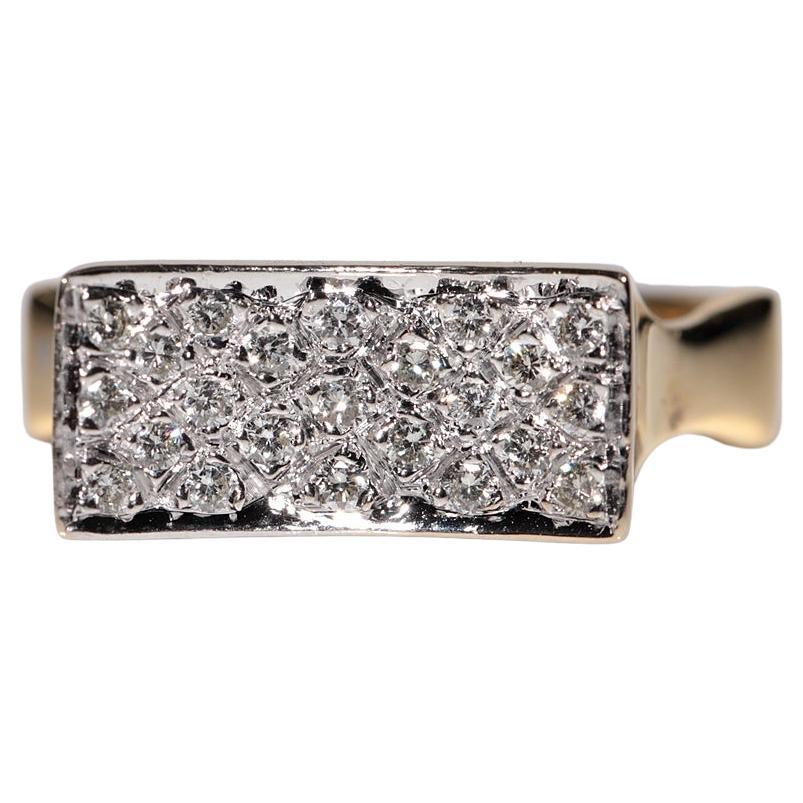 Anillo Fuerte Vintage Circa 1990s Oro 18k Decorado con Diamantes Naturales