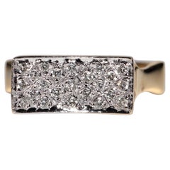 Anillo Fuerte Vintage Circa 1990s Oro 18k Decorado con Diamantes Naturales