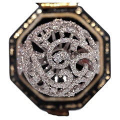 Bague vintage des années 1990 en or 18 carats décorée de diamants naturels