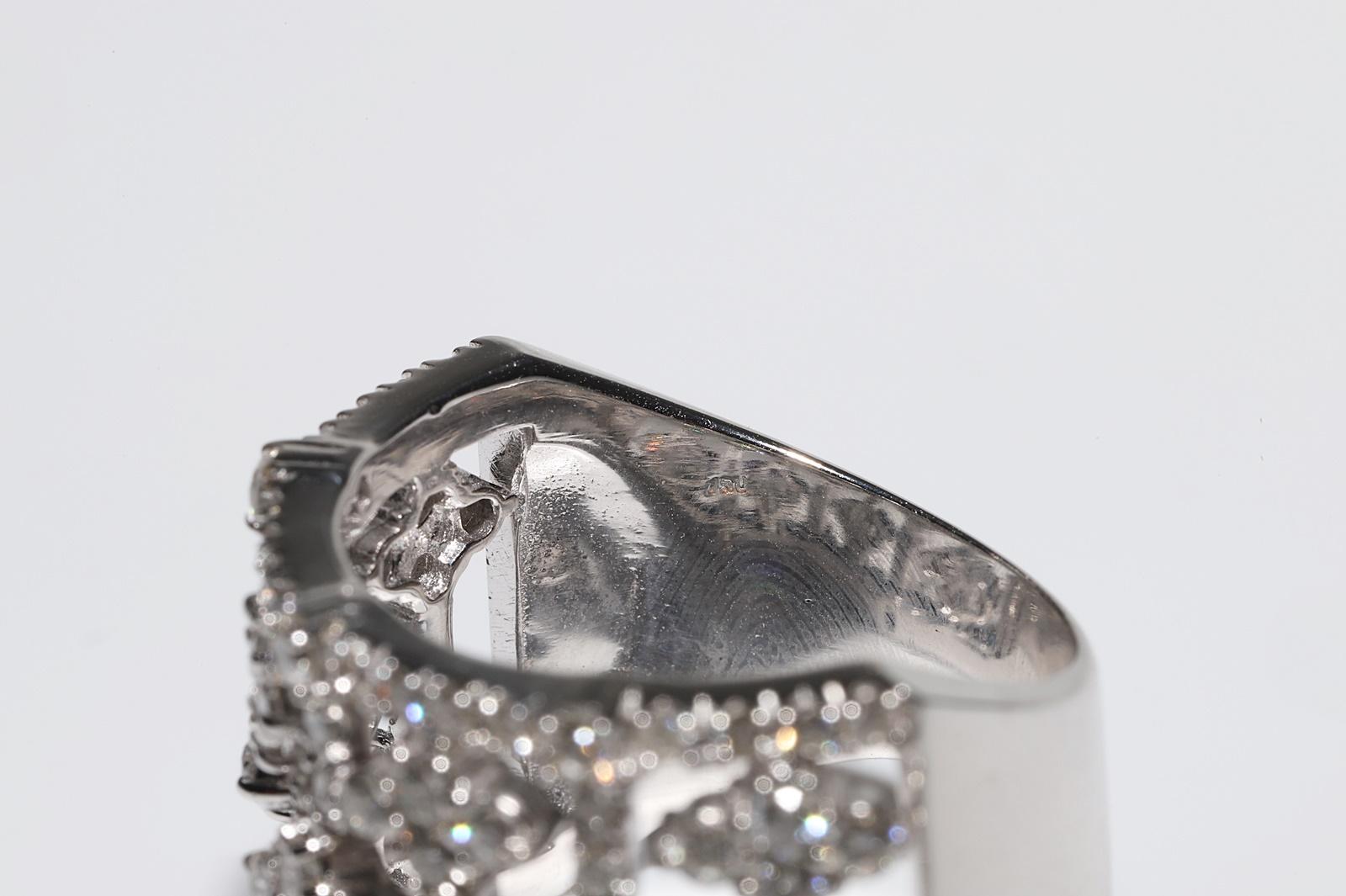 Vintage Circa 1990er Jahre 18k Gold Natürlicher Diamant Dekorierter starker Tank-Ring im Angebot 3