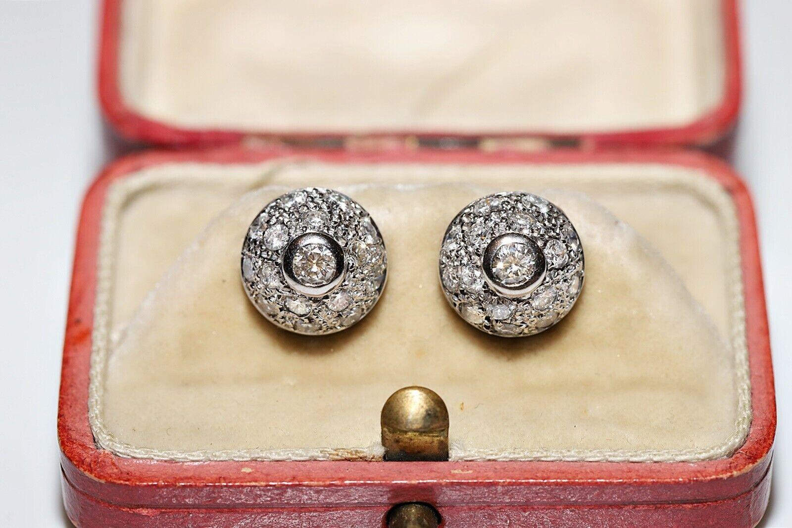 Vintage Circa 1990er Jahre 18k Gold Natürlicher Diamant Dekorierter Ohrstecker Vintage im Angebot 6