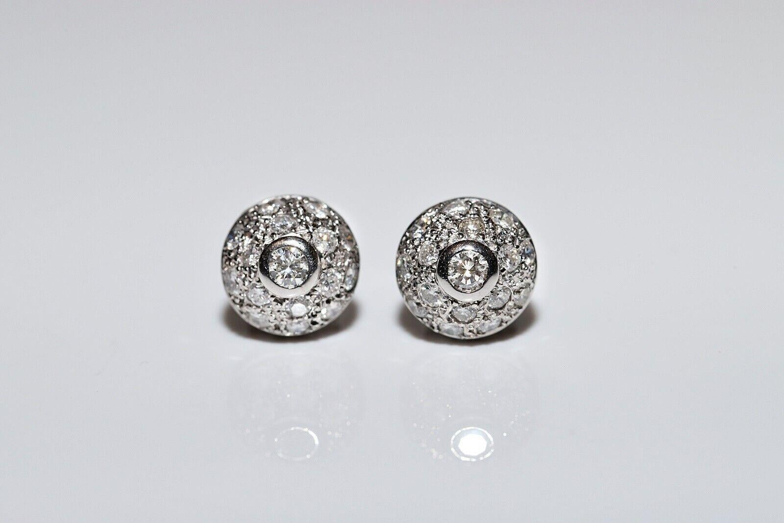 Vintage Circa 1990er Jahre 18k Gold Natürlicher Diamant Dekorierter Ohrstecker Vintage im Angebot 8