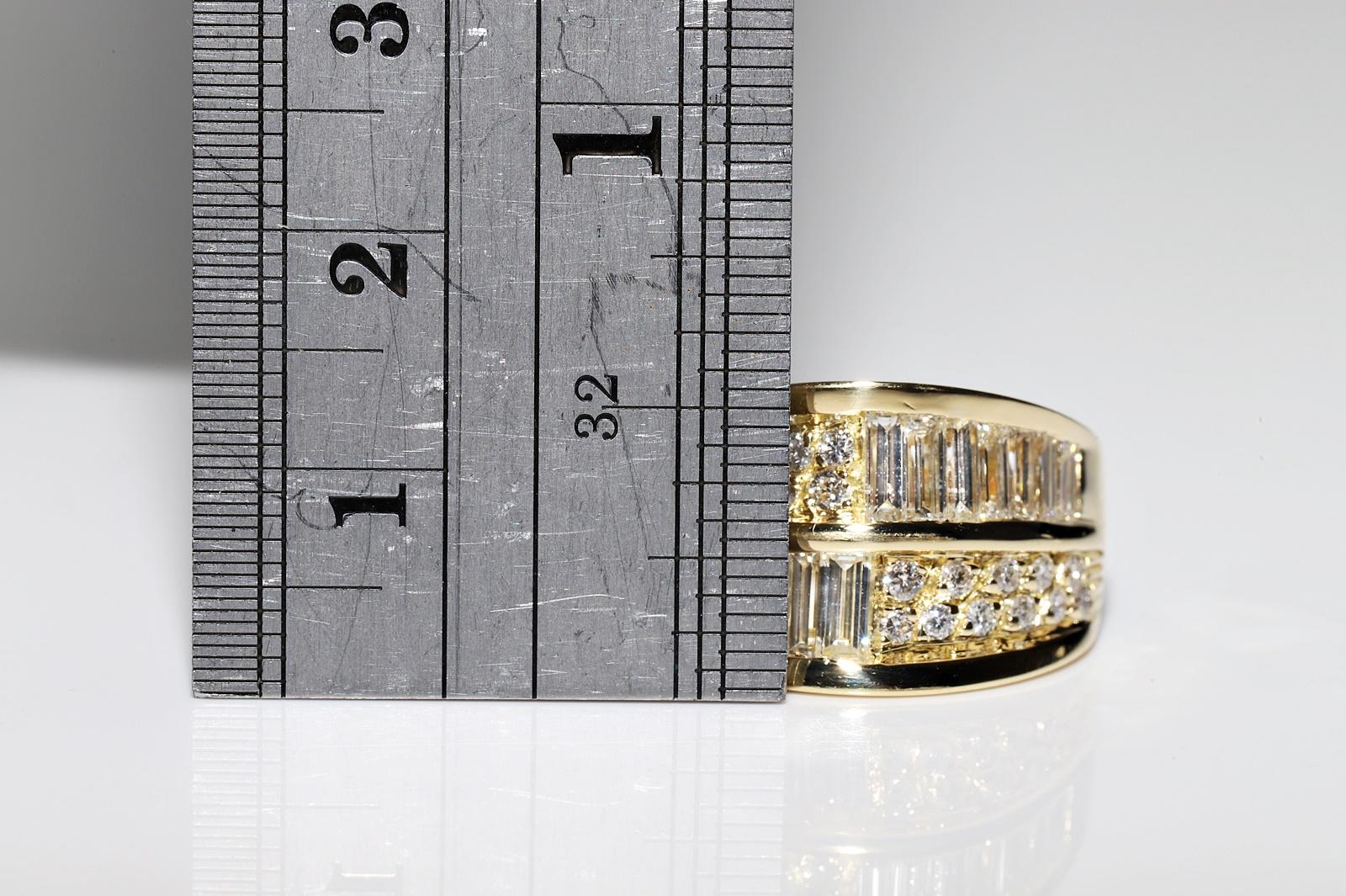 Vintage Circa 1990er Jahre 18k Gold Natürlicher Diamant Dekorierter Tank-Ring mit Diamanten im Angebot 6