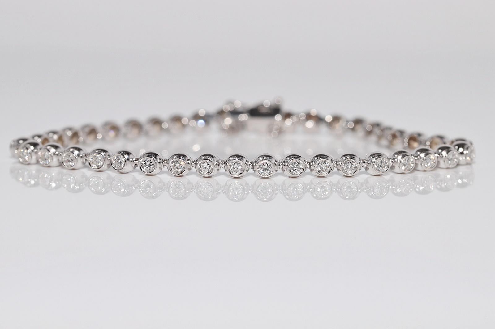 Vintage Circa 1990er Jahre 18k Gold Natürliches Diamant-Tennisarmband mit Dekoration im Angebot 5