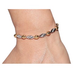 Vintage CIRCA gli anni '90 Bracciale da tennis decorato con diamanti naturali in oro 18 carati
