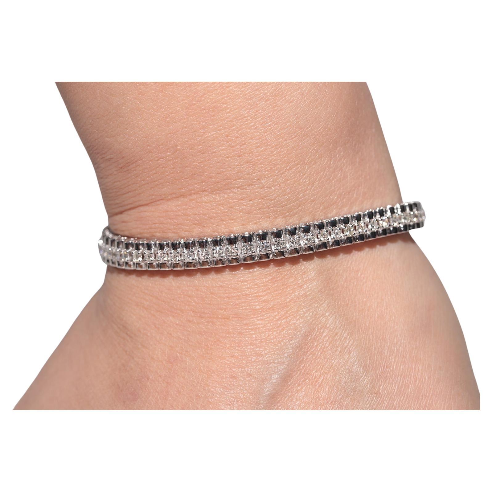 Vintage CIRCA gli anni '90 Bracciale da tennis decorato con diamanti naturali in oro 18 carati