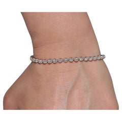 Vintage Circa 1990s 18k Gold Natural Diamond Decorated Tennis Bracelet