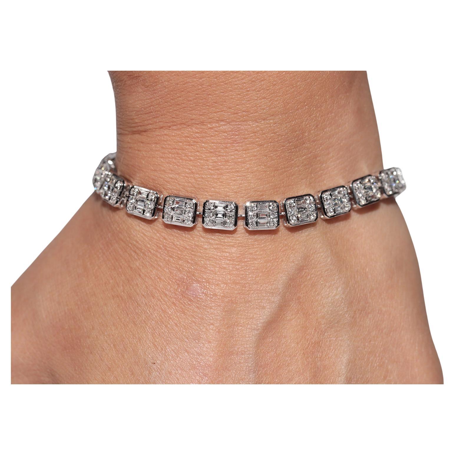 Vintage CIRCA 1990er Jahre 18k Gold natürlichen Diamanten dekoriert Tennis-Design-Armband
