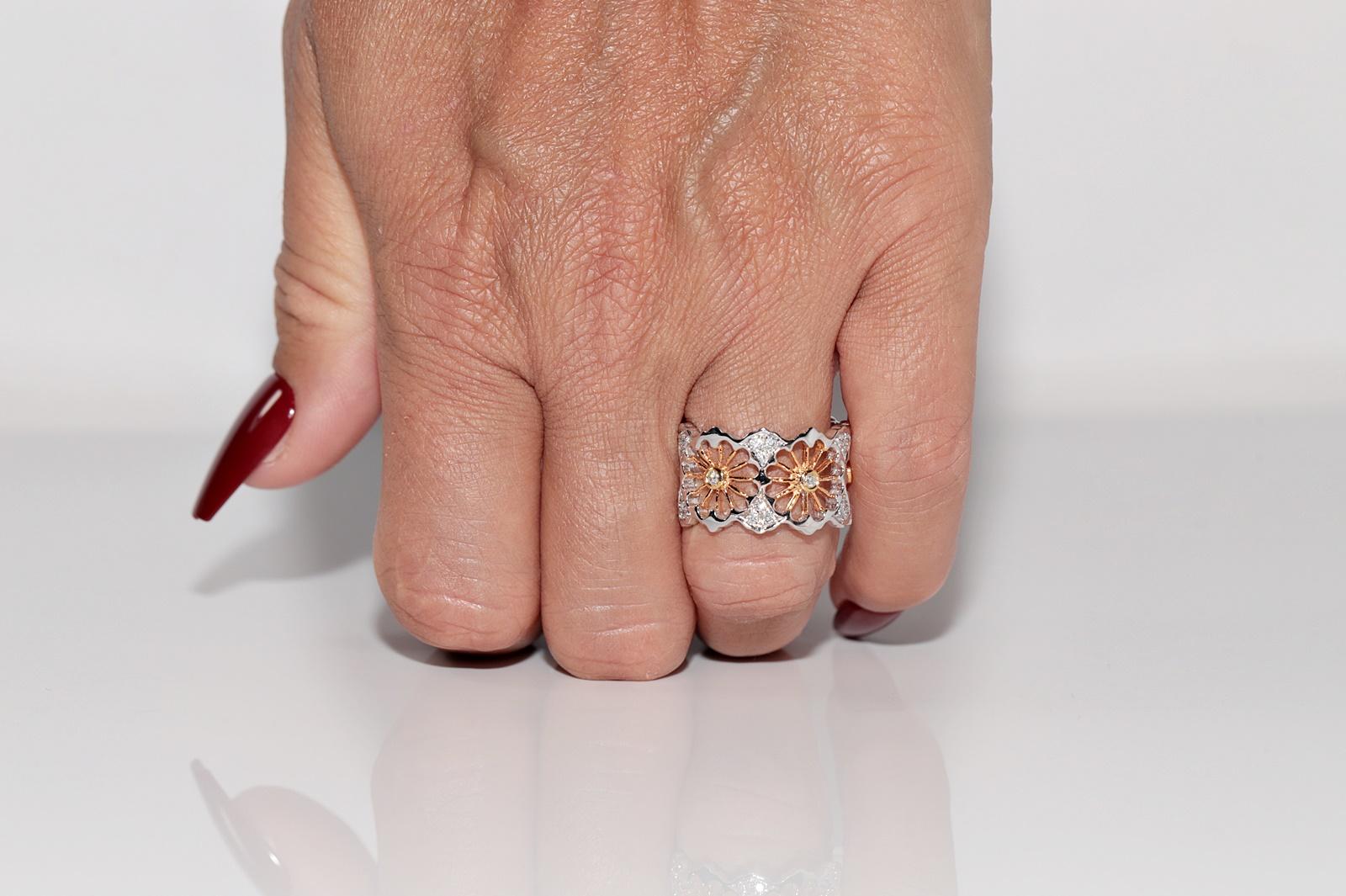 Vintage CIRCA 1990er Jahre 18k Gold natürlichen Diamanten verziert dicken Ring im Angebot 8