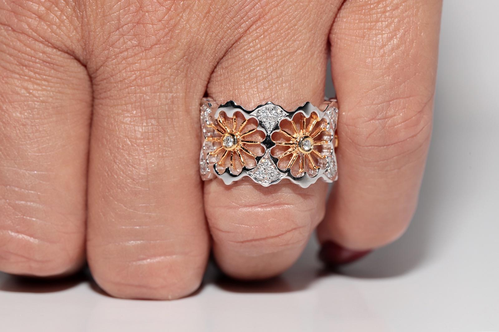 Vintage CIRCA 1990er Jahre 18k Gold natürlichen Diamanten verziert dicken Ring im Angebot 9