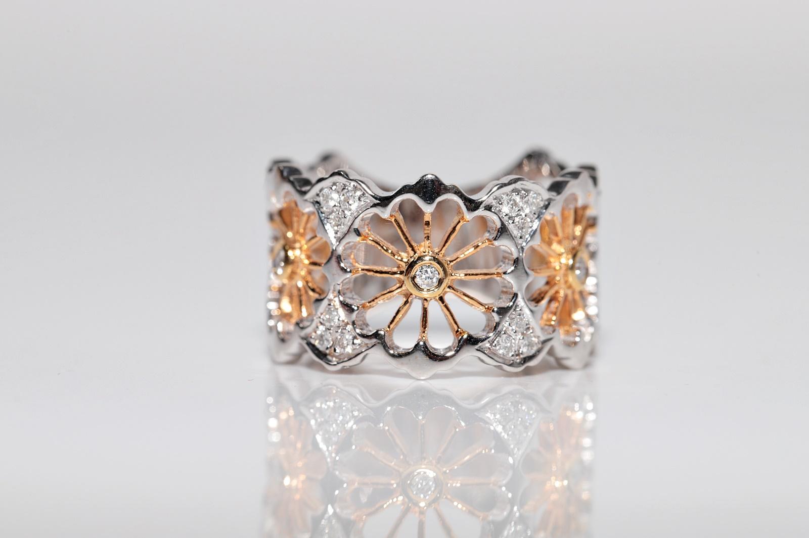 Vintage CIRCA 1990er Jahre 18k Gold natürlichen Diamanten verziert dicken Ring (Kunsthandwerker*in) im Angebot