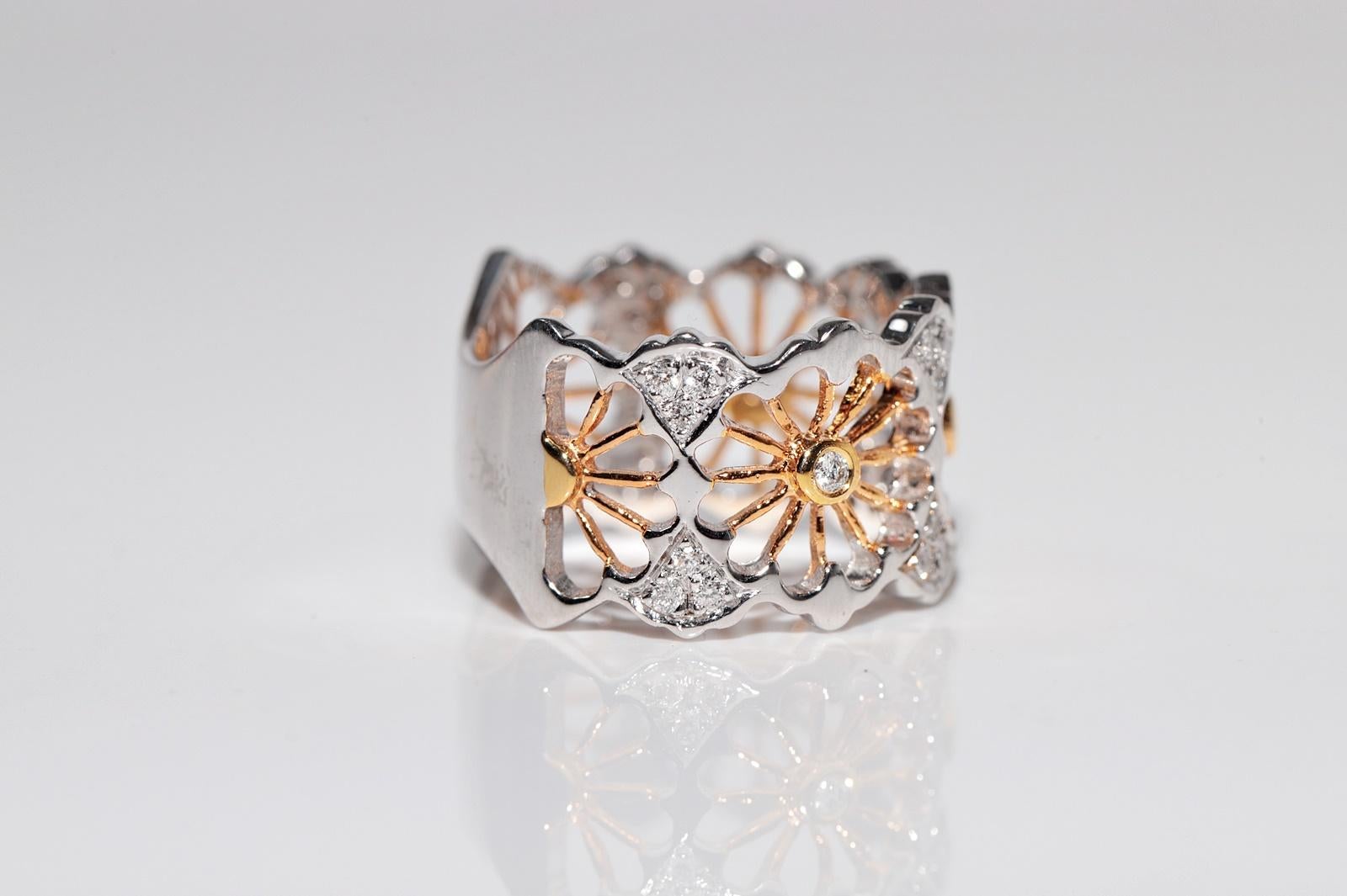 Vintage CIRCA 1990er Jahre 18k Gold natürlichen Diamanten verziert dicken Ring im Zustand „Gut“ im Angebot in Fatih/İstanbul, 34