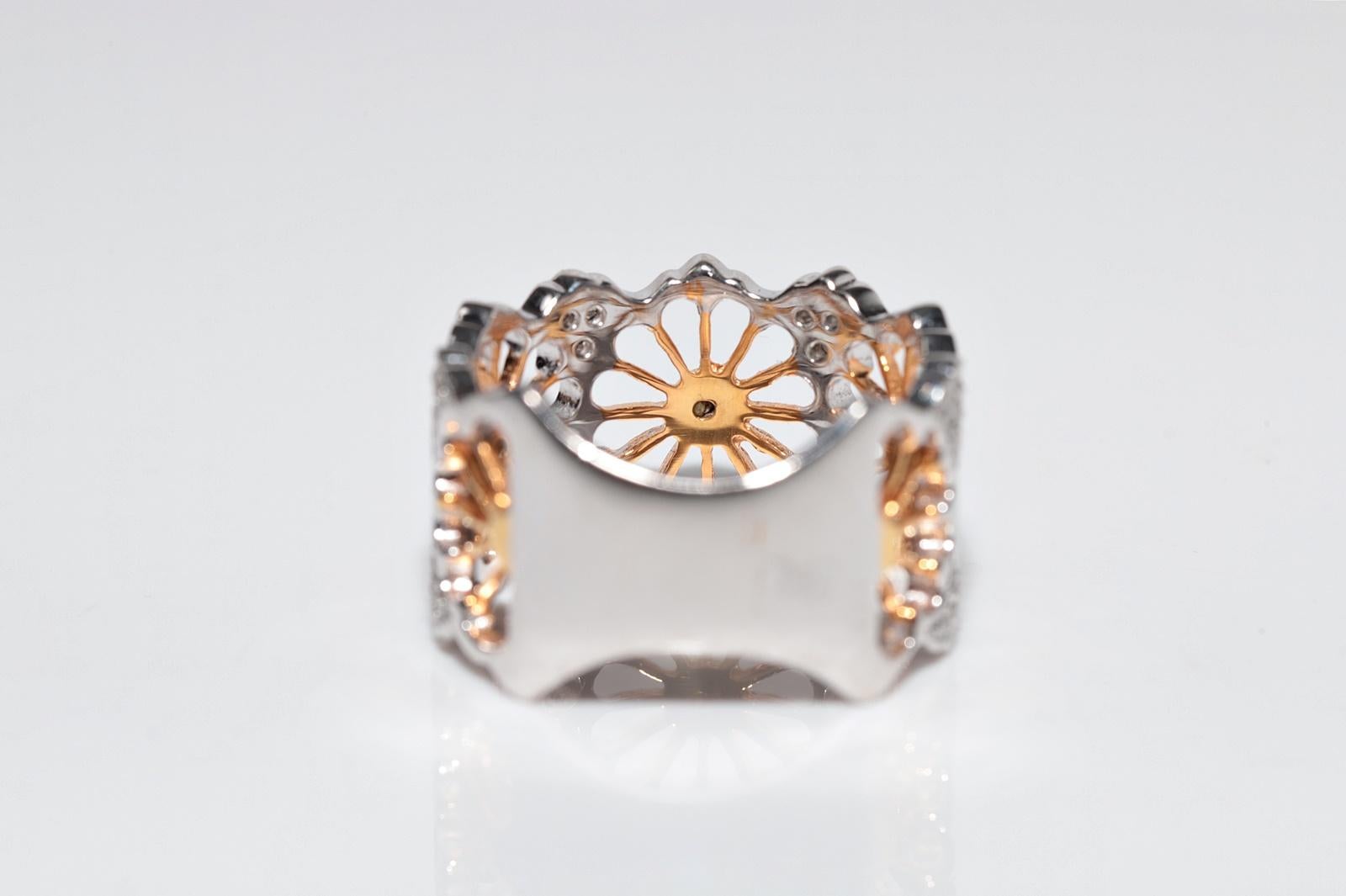 Vintage CIRCA 1990er Jahre 18k Gold natürlichen Diamanten verziert dicken Ring Damen im Angebot