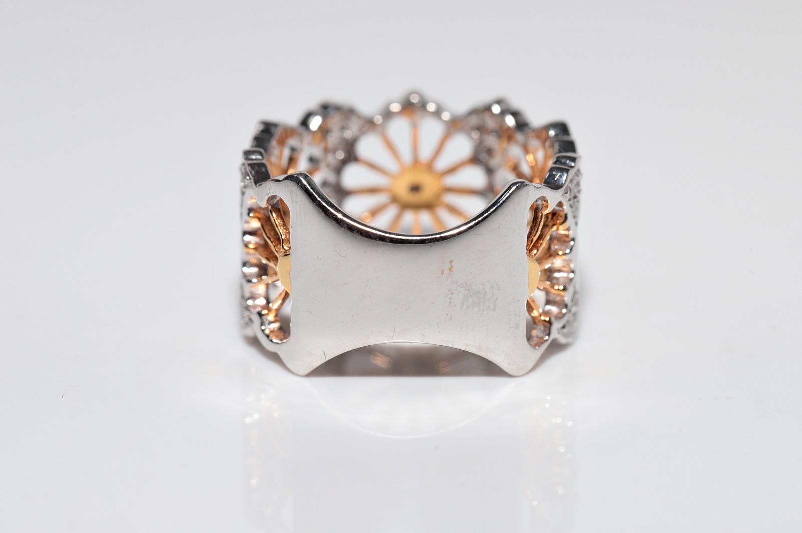 Vintage CIRCA 1990er Jahre 18k Gold natürlichen Diamanten verziert dicken Ring im Angebot 1