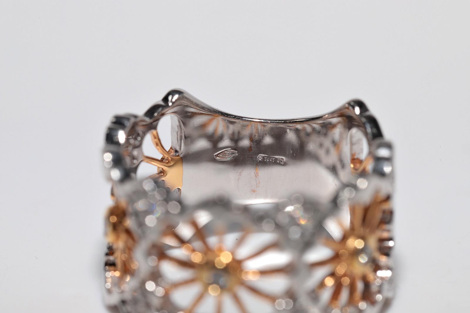 Vintage CIRCA 1990er Jahre 18k Gold natürlichen Diamanten verziert dicken Ring im Angebot 2