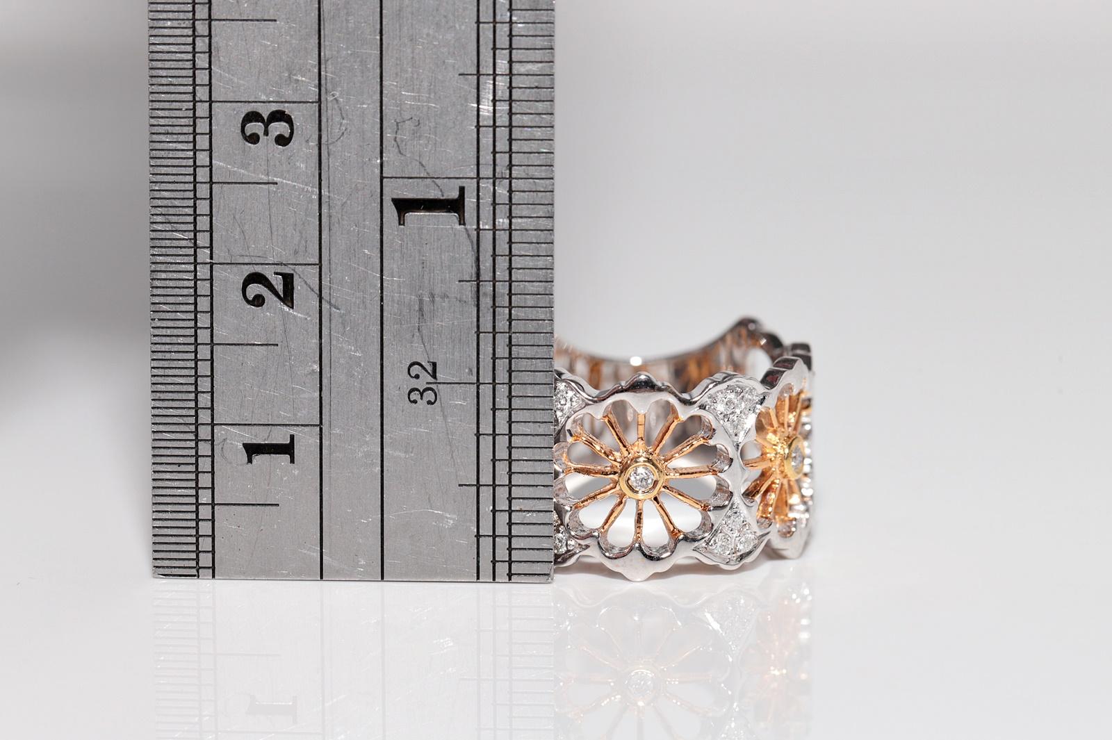 Vintage CIRCA 1990er Jahre 18k Gold natürlichen Diamanten verziert dicken Ring im Angebot 3