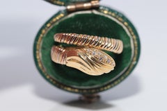 Anillo Vintage Circa Década de 1990 Oro 18k Diamante Natural Decorado Diseño Serpiente
