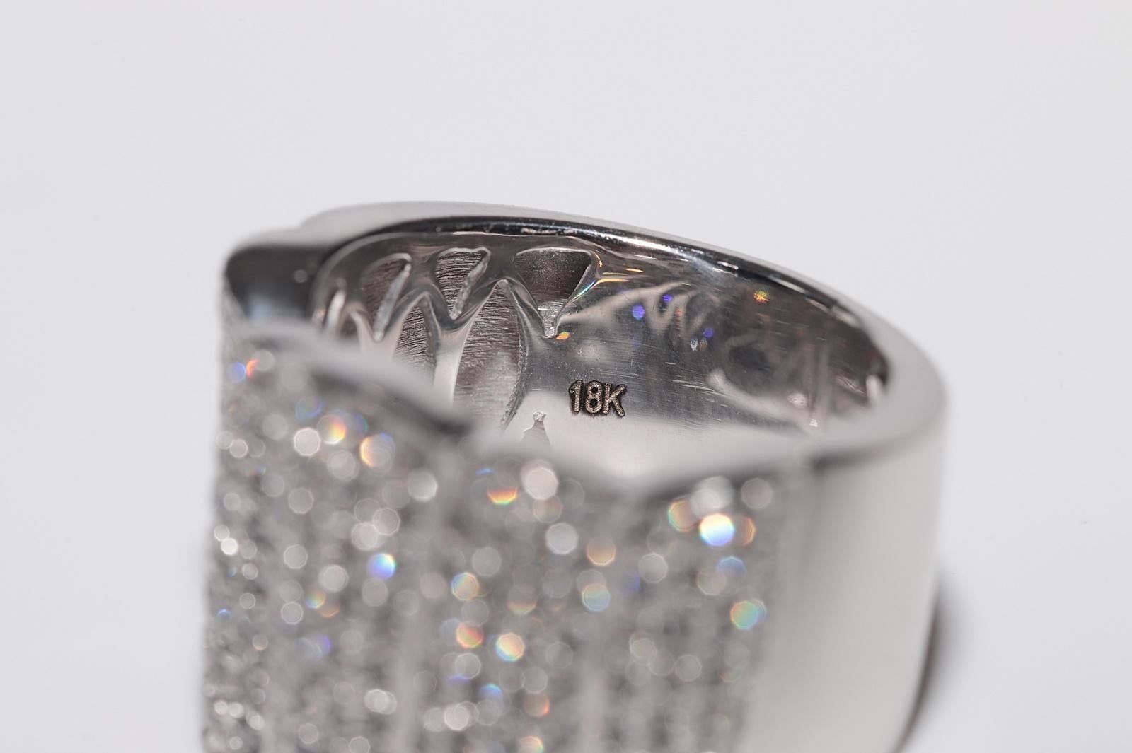 Vintage ca. 1990er Jahre 18k Gold natürlicher Diamant starker Tank-Ring im Angebot 4