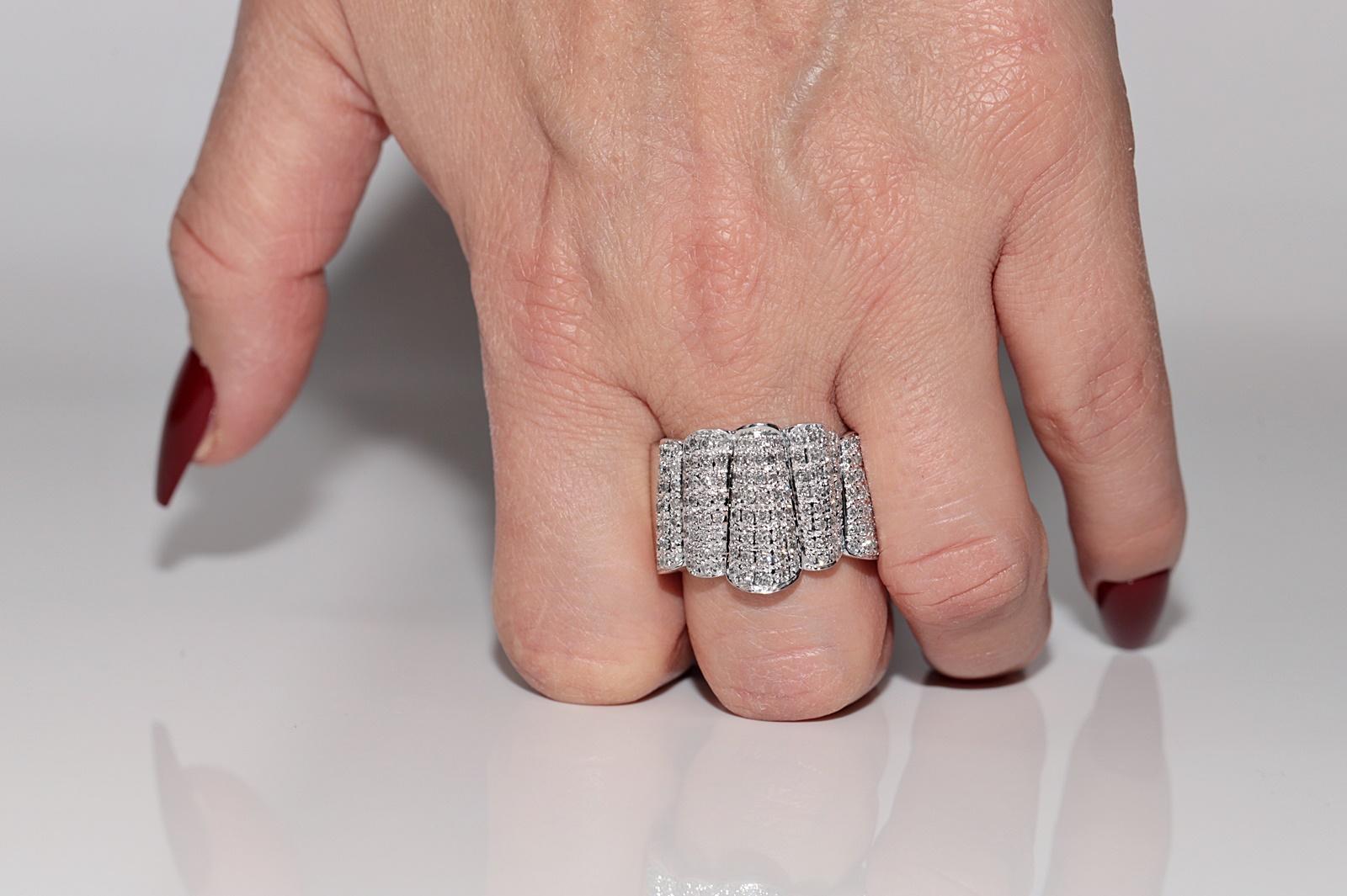 Vintage ca. 1990er Jahre 18k Gold natürlicher Diamant starker Tank-Ring im Angebot 8