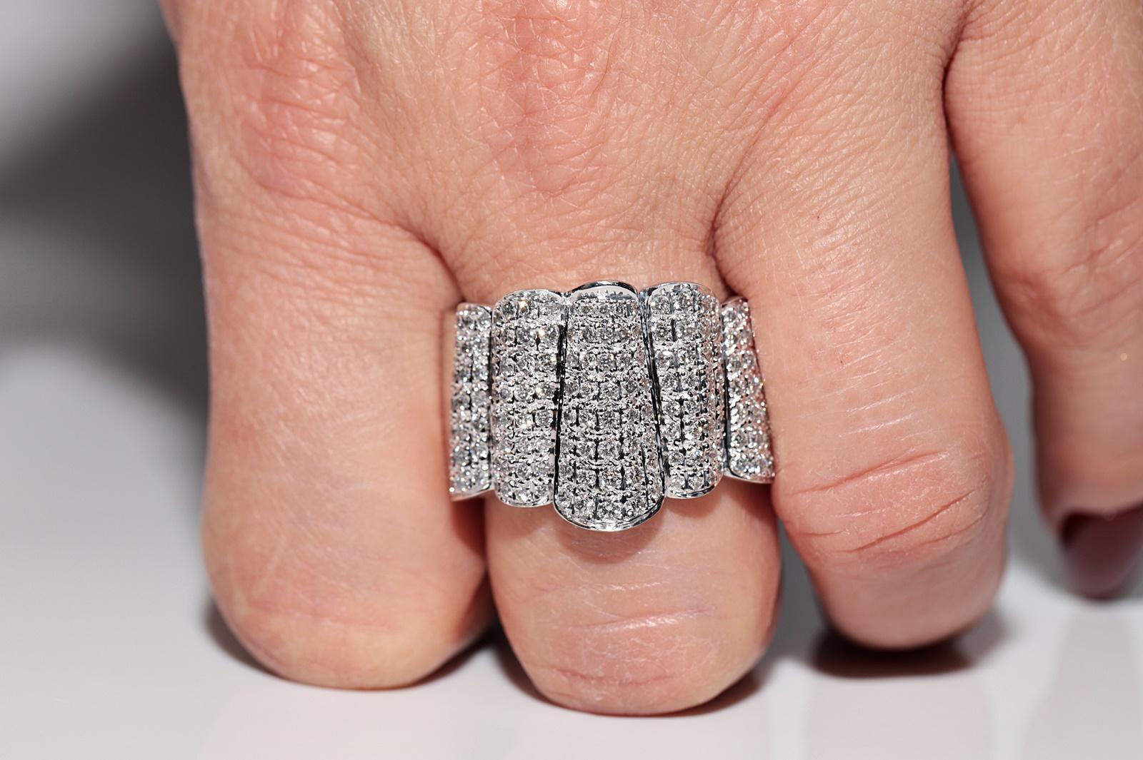 Vintage ca. 1990er Jahre 18k Gold natürlicher Diamant starker Tank-Ring im Angebot 9