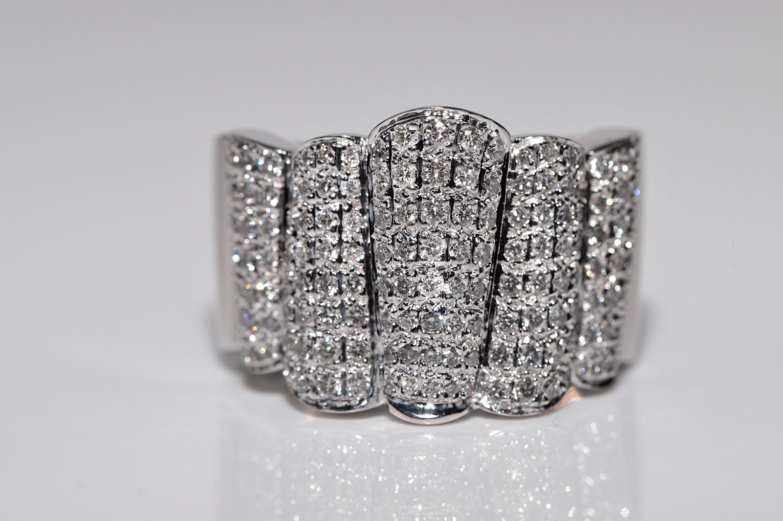 Vintage ca. 1990er Jahre 18k Gold natürlicher Diamant starker Tank-Ring (Retro) im Angebot