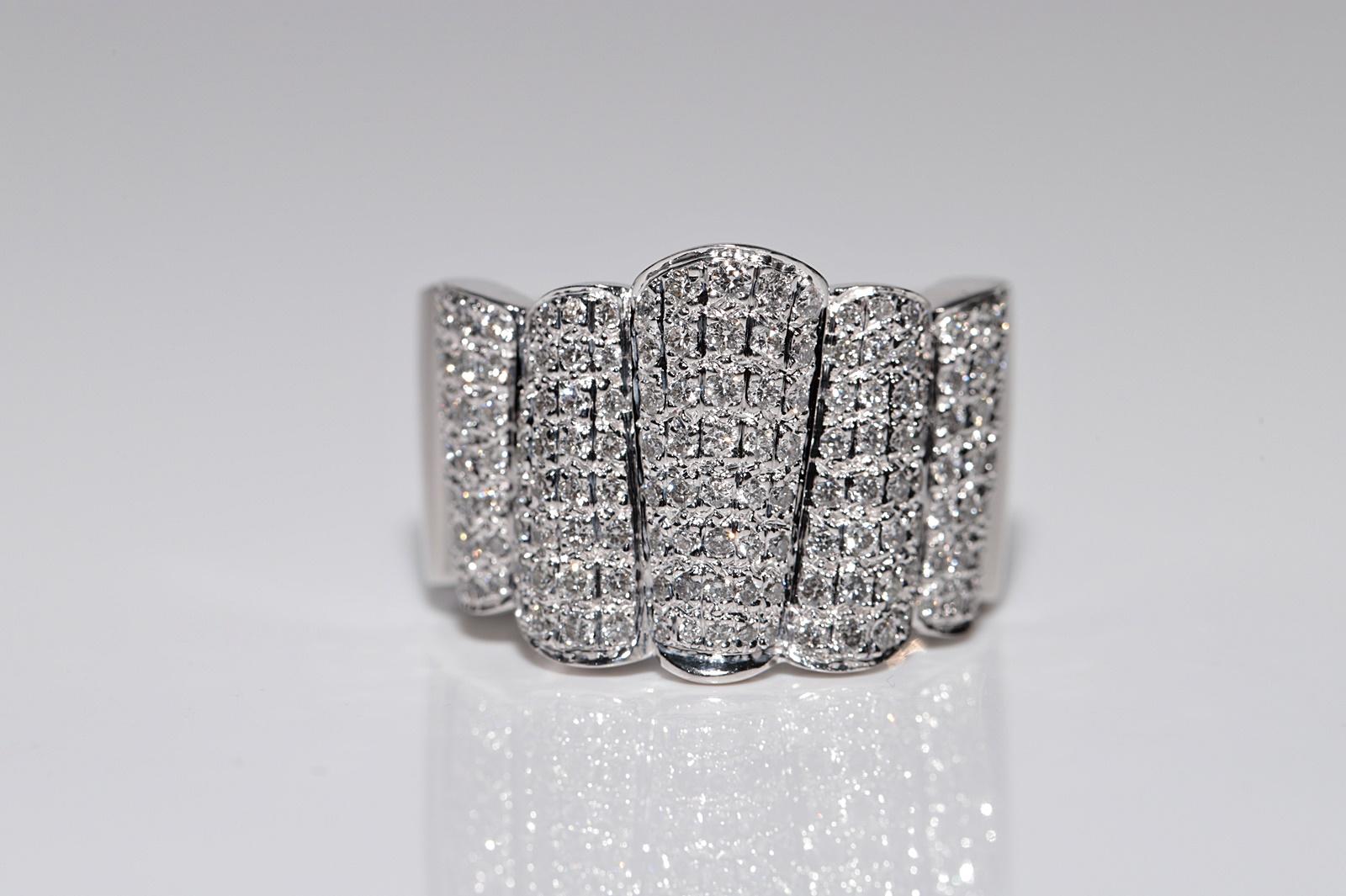 Vintage ca. 1990er Jahre 18k Gold natürlicher Diamant starker Tank-Ring (Brillantschliff) im Angebot