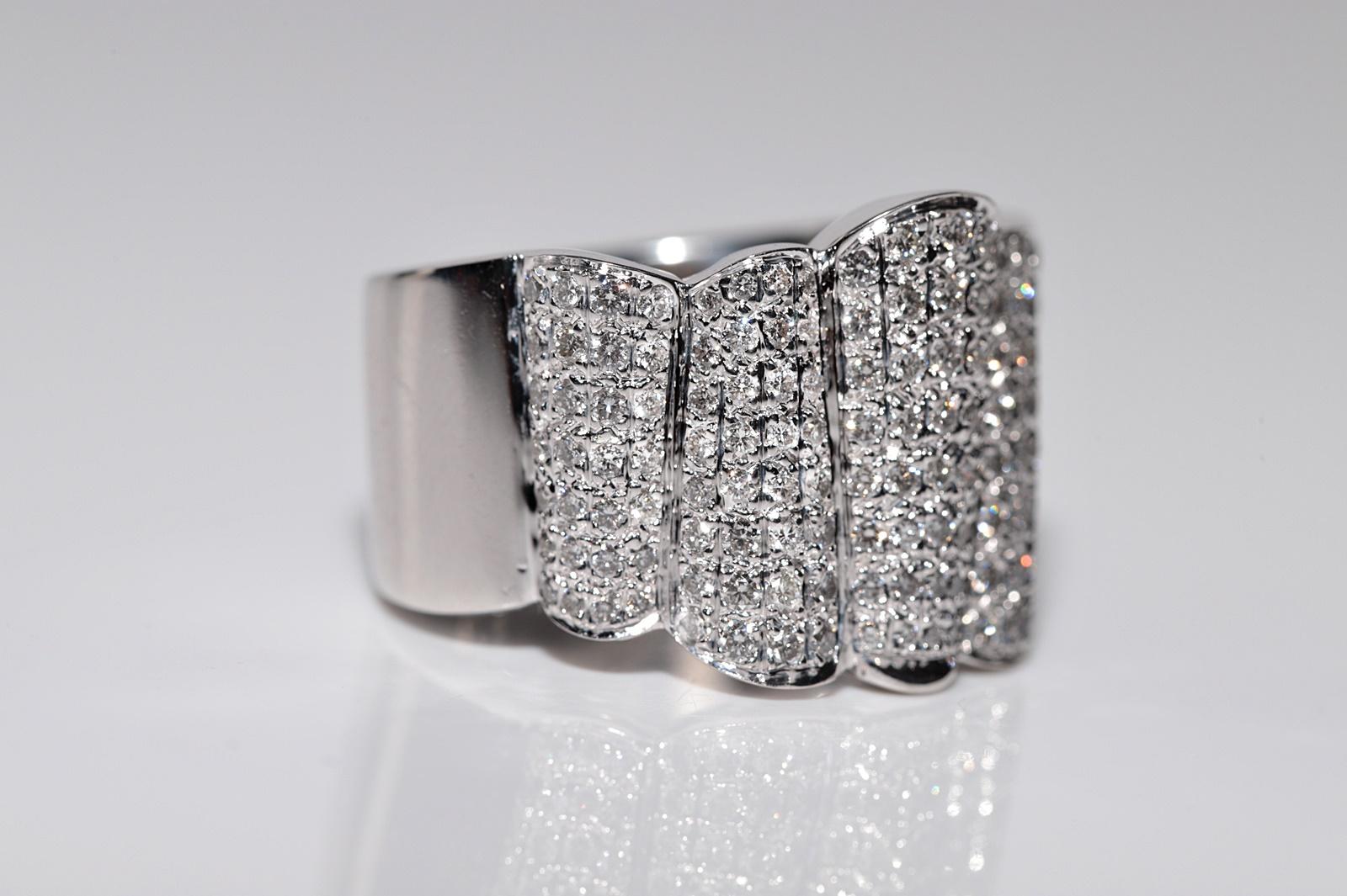 Vintage ca. 1990er Jahre 18k Gold natürlicher Diamant starker Tank-Ring im Zustand „Gut“ im Angebot in Fatih/İstanbul, 34