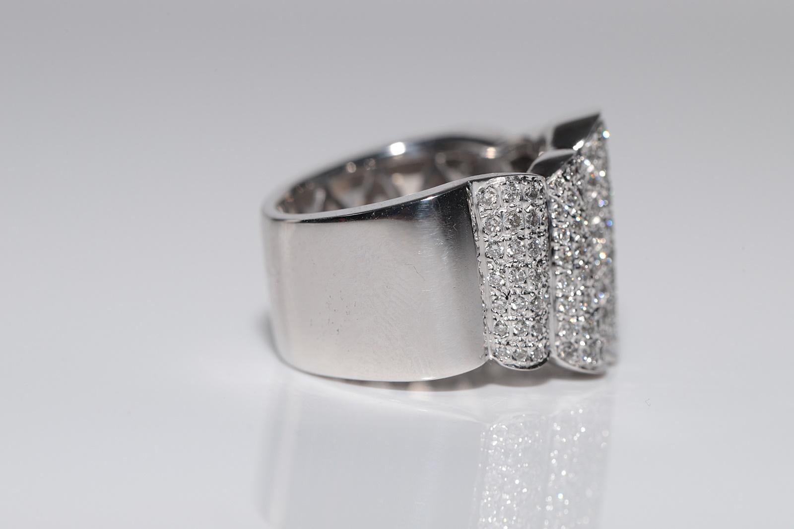 Vintage ca. 1990er Jahre 18k Gold natürlicher Diamant starker Tank-Ring Damen im Angebot