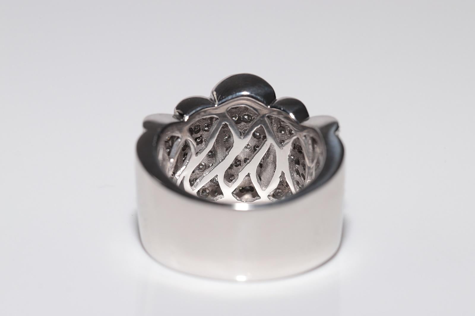 Vintage ca. 1990er Jahre 18k Gold natürlicher Diamant starker Tank-Ring im Angebot 2