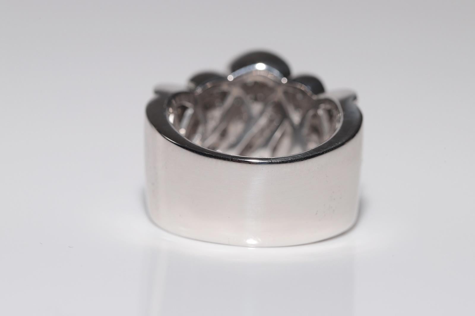 Vintage ca. 1990er Jahre 18k Gold natürlicher Diamant starker Tank-Ring im Angebot 3