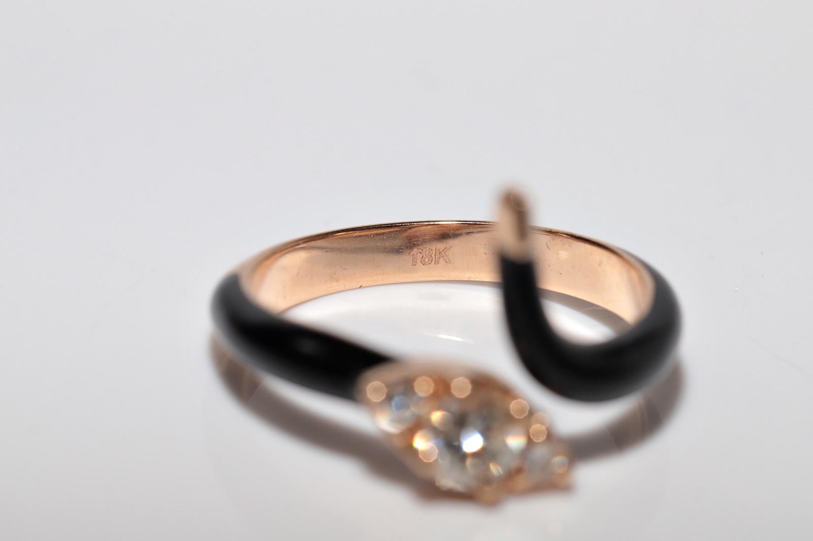 Anello a serpente con smalto e diamanti naturali in oro 18 carati, vintage CIRCA anni '90 in vendita 4