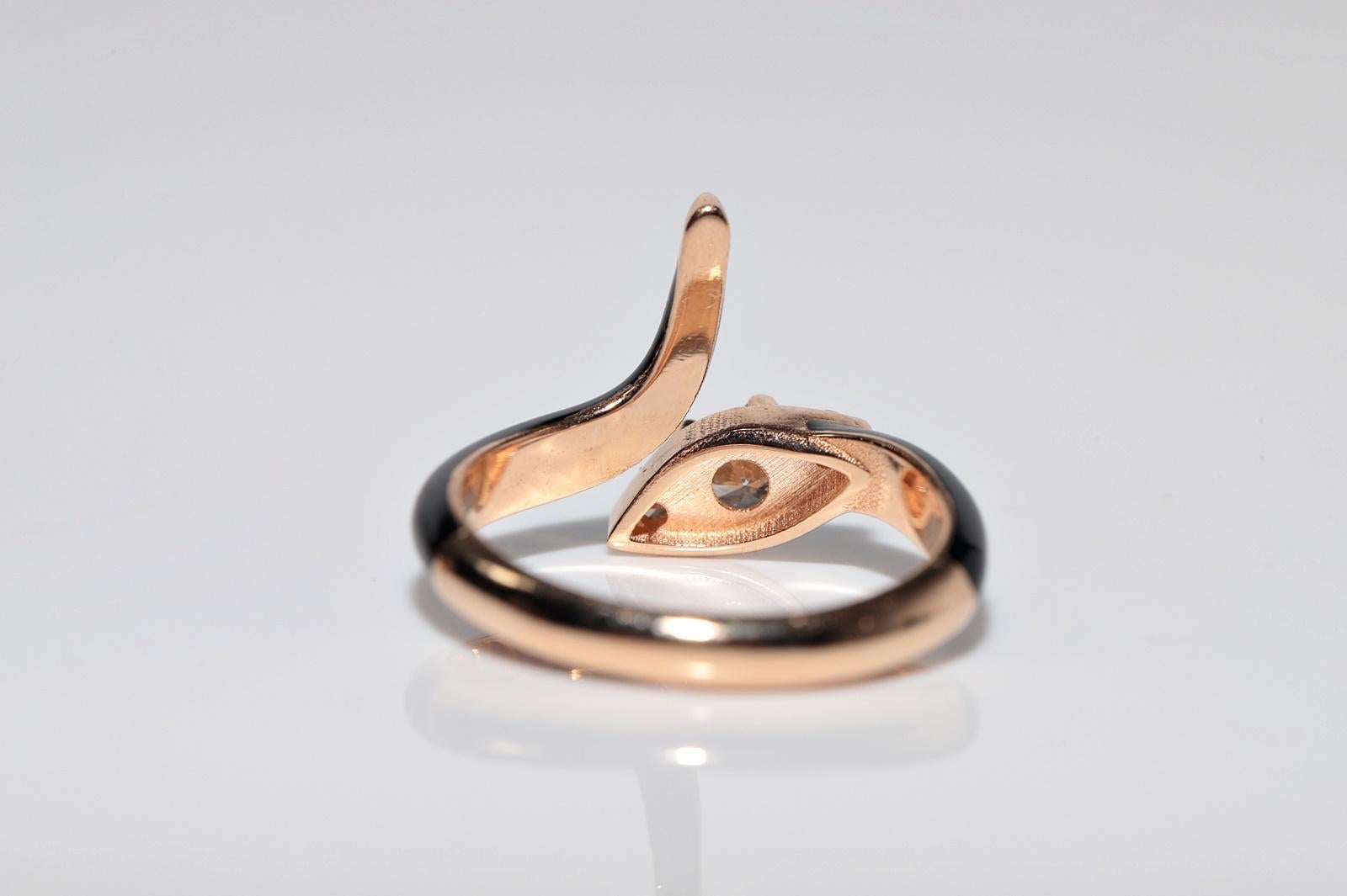 Anello a serpente con smalto e diamanti naturali in oro 18 carati, vintage CIRCA anni '90 in vendita 2