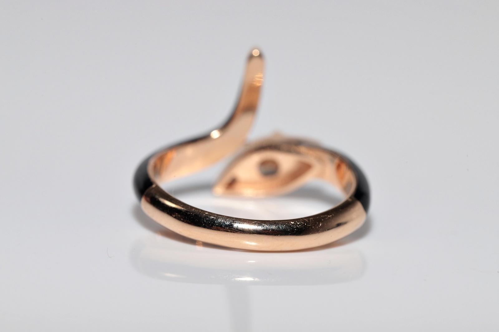 Anello a serpente con smalto e diamanti naturali in oro 18 carati, vintage CIRCA anni '90 in vendita 3