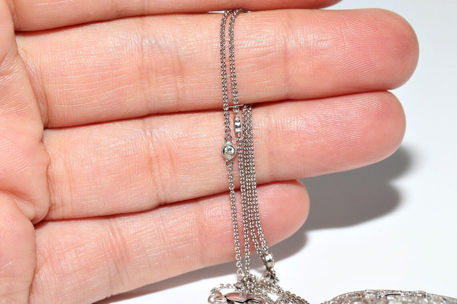 Vintage Circa 1990s 18k Gold Natural Diamond Heart Pendant Necklace For Sale 8