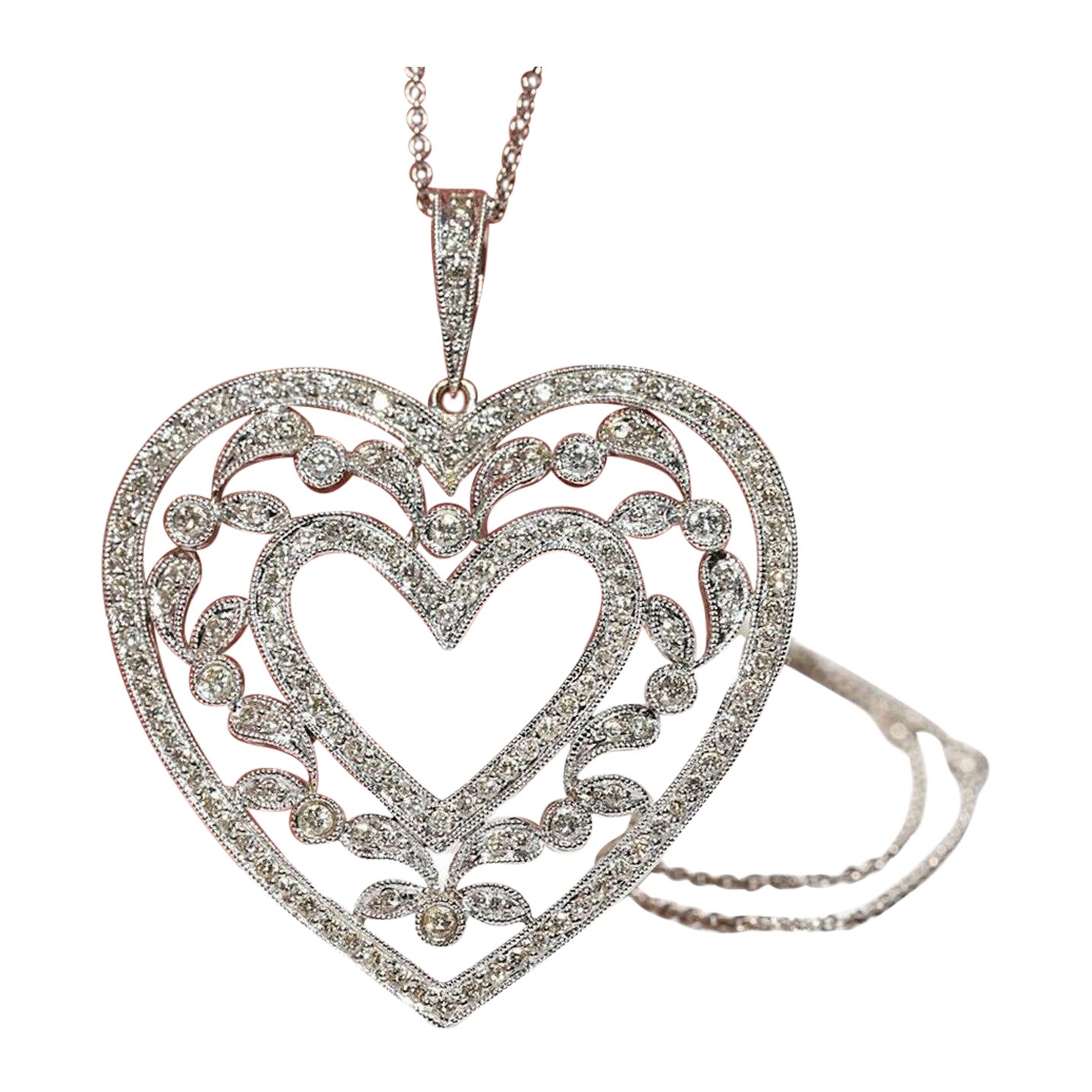 Collana con ciondolo con diamante naturale in oro 18k Vintage CIRCA gli anni 
90