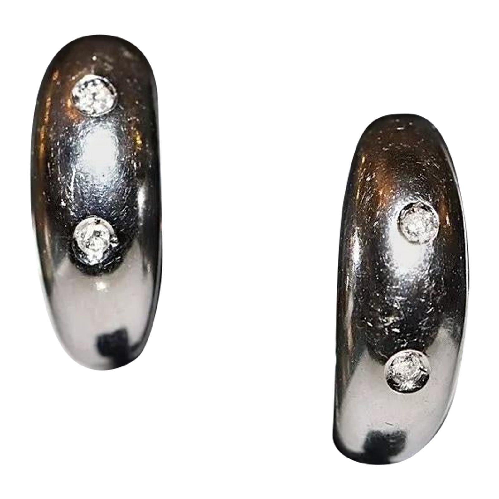 Vintage CIRCA 1990er 18k Gold Natürlicher Diamant Reif Stil Ohrring im Angebot